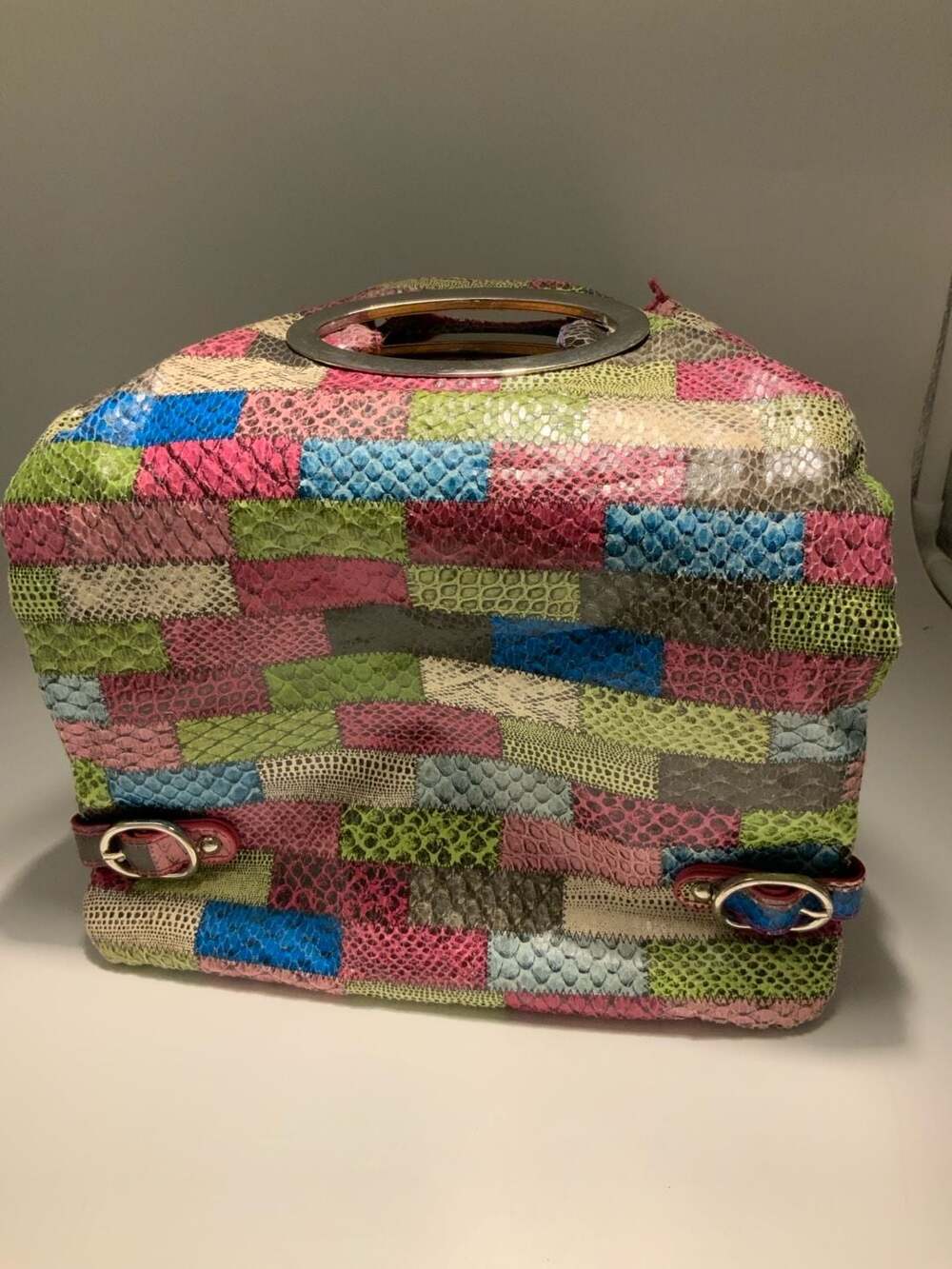 Wild Rose Multicolor Patchwork Snakeskin Print Me… - image 1